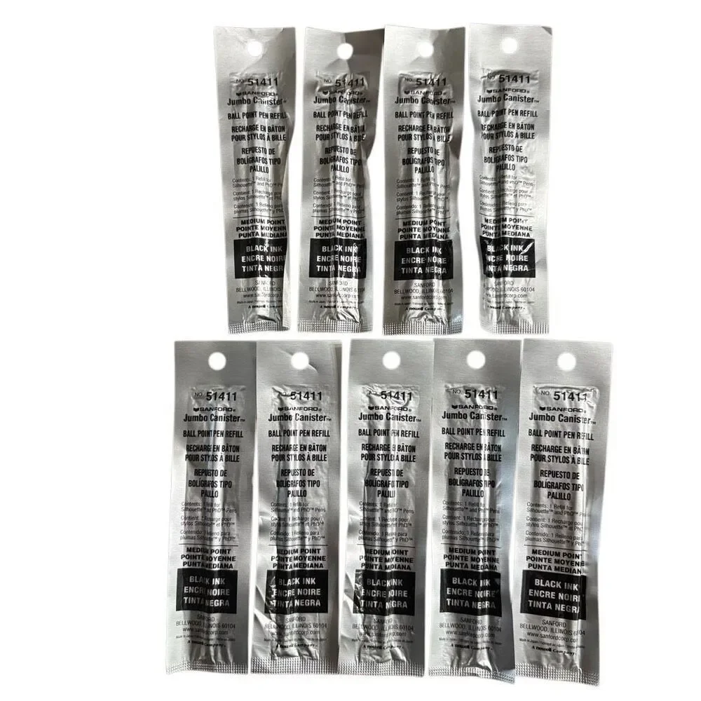 Sanford No. 51411 Jumbo Canister Black Ink Medium Point Refills Lot Of 9 *New*